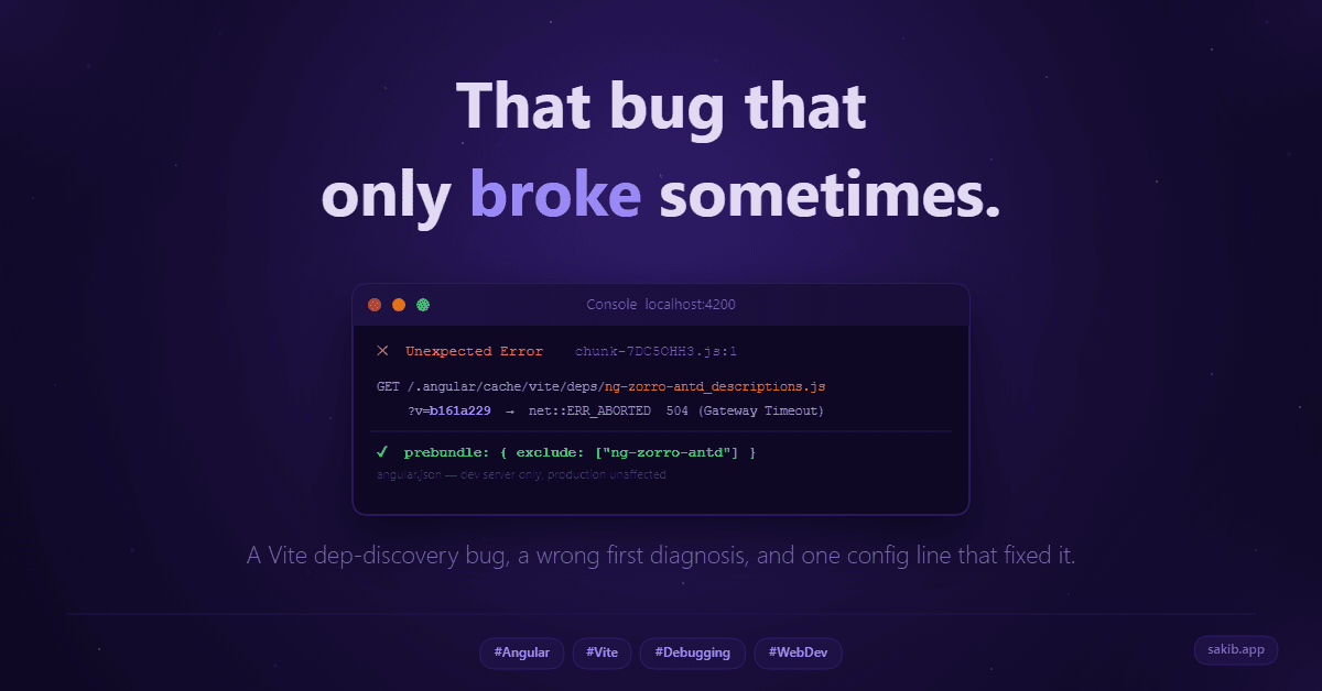 Vite Dependency Discovery Bug in Angular: Why Your App Randomly Crashes and How to Fix It